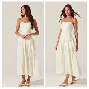 Anthropologie Cream Strapless Maxi Dress